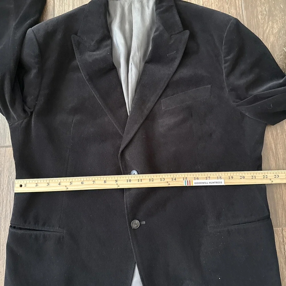 Armani Collezioni Velvet Blazer Men 48R Black Sport Coat Formal Evening Jacket